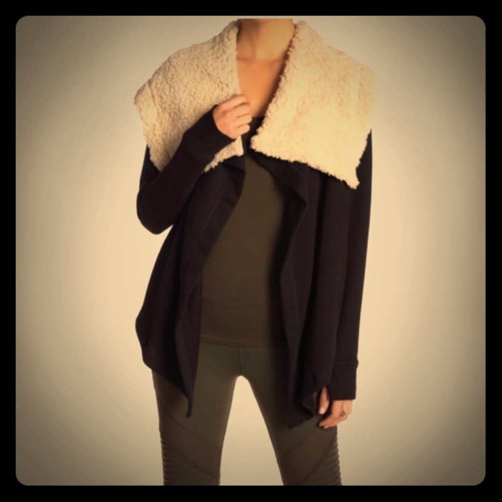 Faux Shearling Black Knit Jacket